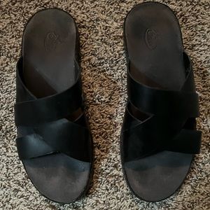 Chaco Black Leather Slides